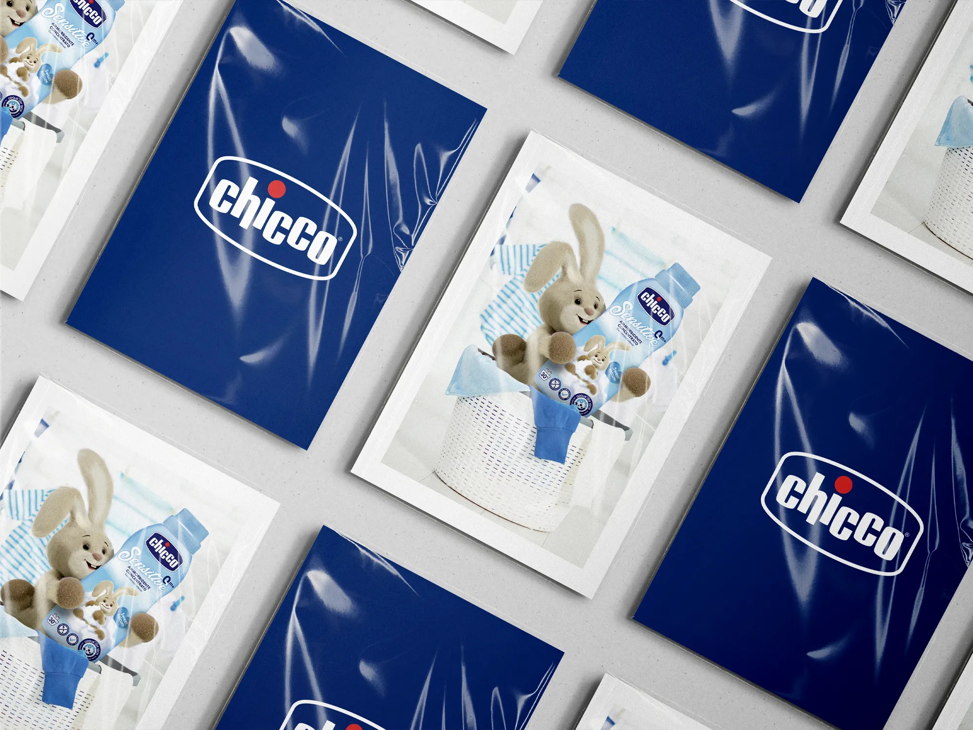 Prikaz kreativnog rešenja i logotipa Chicco za kampanju Novo, ali isto, mirisno i čisto