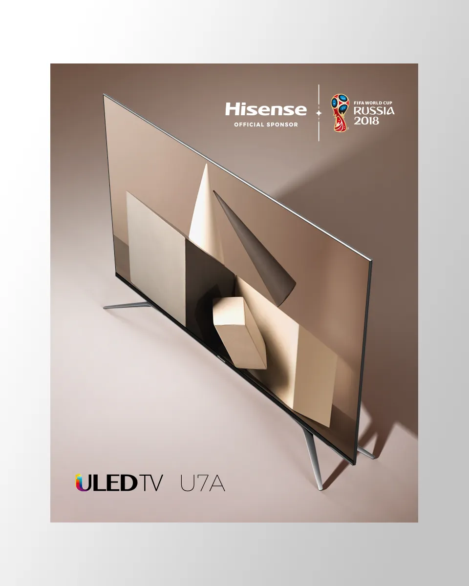 Objava za društvene mreže sa prikazom Hisense ULED televizora U7A