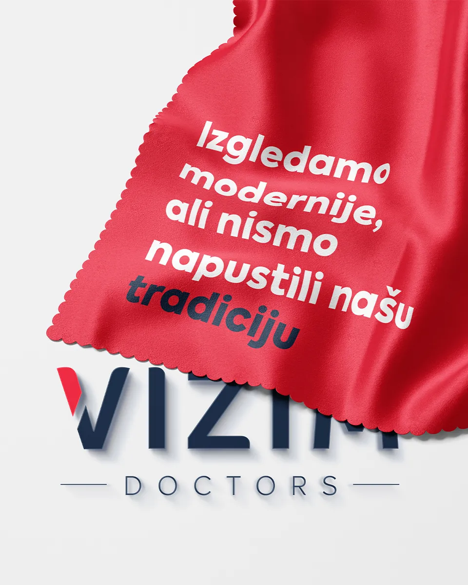 Prikaz tkanine za čišćenje stakla sa ispisom Izgledamo modernije, ali nismo napustili našu tradiciju
