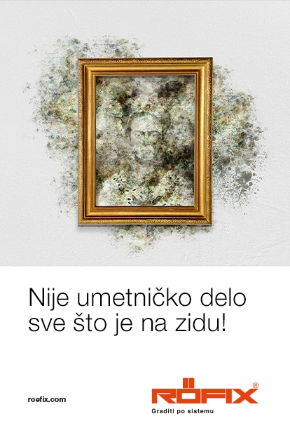 Buđ na zidu u zlatnom ramu za slike, a oblik buđi formira portret Fride Kalo uz ispis Nije umetničko delo sve što je na zidu